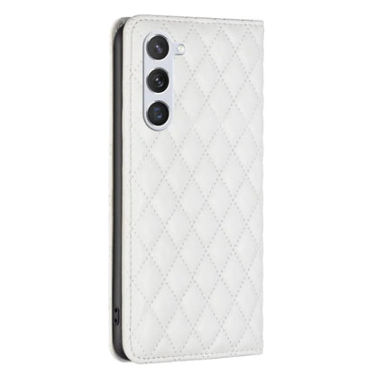 BINFEN COLOR BF Style-16 For Samsung Galaxy S24 Case PU Leather Rhombus Design Phone Cover