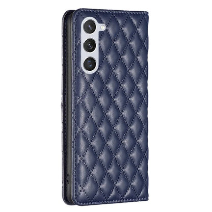 BINFEN COLOR BF Style-16 For Samsung Galaxy S24 Case PU Leather Rhombus Design Phone Cover