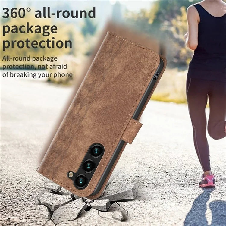 For Samsung Galaxy S24 Case Imprinted Anti-drop Stand Leather Wallet Phone Cover