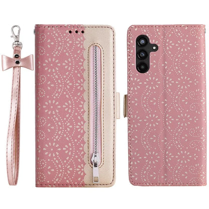 For Samsung Galaxy S24+ Case Lace Flower Pattern Leather Wallet Phone Cover