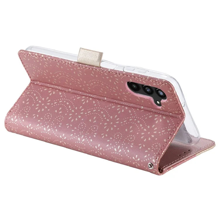 For Samsung Galaxy S24+ Case Lace Flower Pattern Leather Wallet Phone Cover