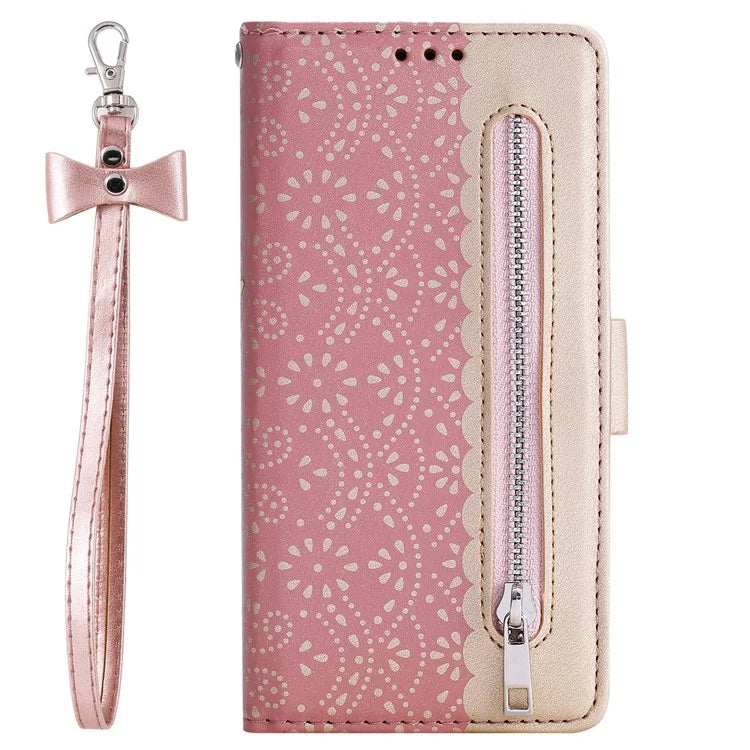 For Samsung Galaxy S24+ Case Lace Flower Pattern Leather Wallet Phone Cover