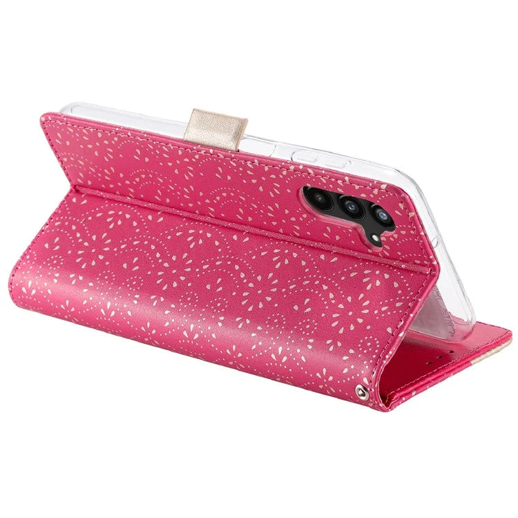 For Samsung Galaxy S24+ Case Lace Flower Pattern Leather Wallet Phone Cover