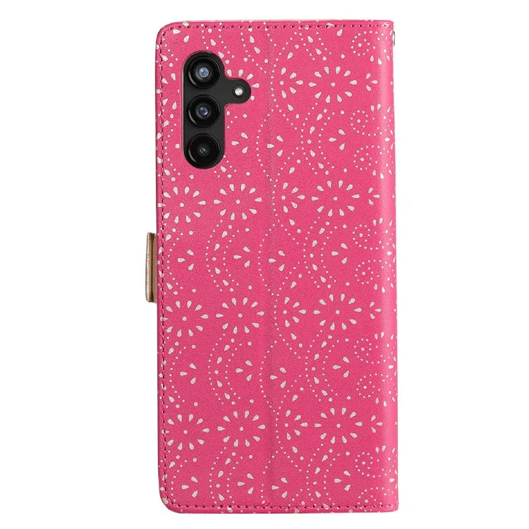 For Samsung Galaxy S24+ Case Lace Flower Pattern Leather Wallet Phone Cover