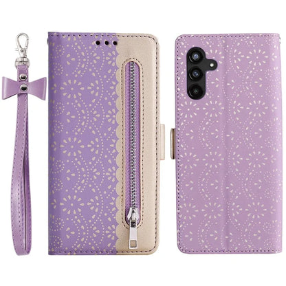 For Samsung Galaxy S24+ Case Lace Flower Pattern Leather Wallet Phone Cover