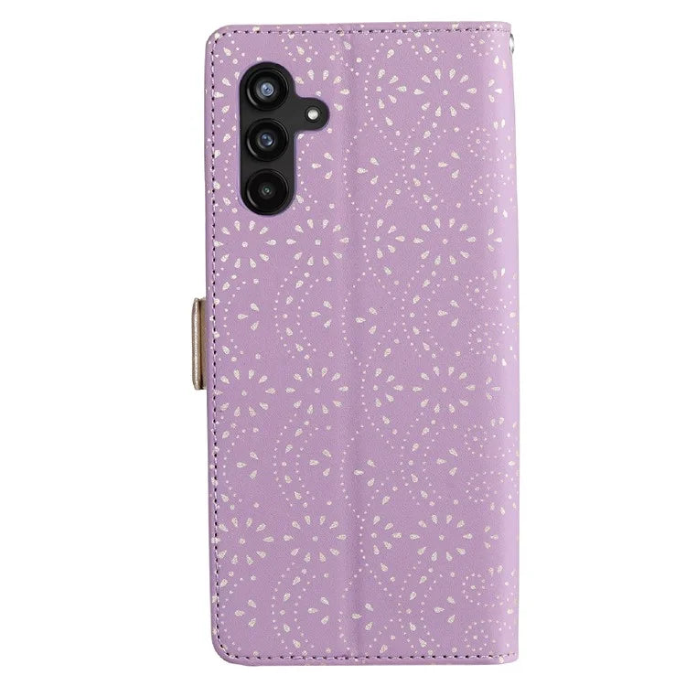 For Samsung Galaxy S24+ Case Lace Flower Pattern Leather Wallet Phone Cover
