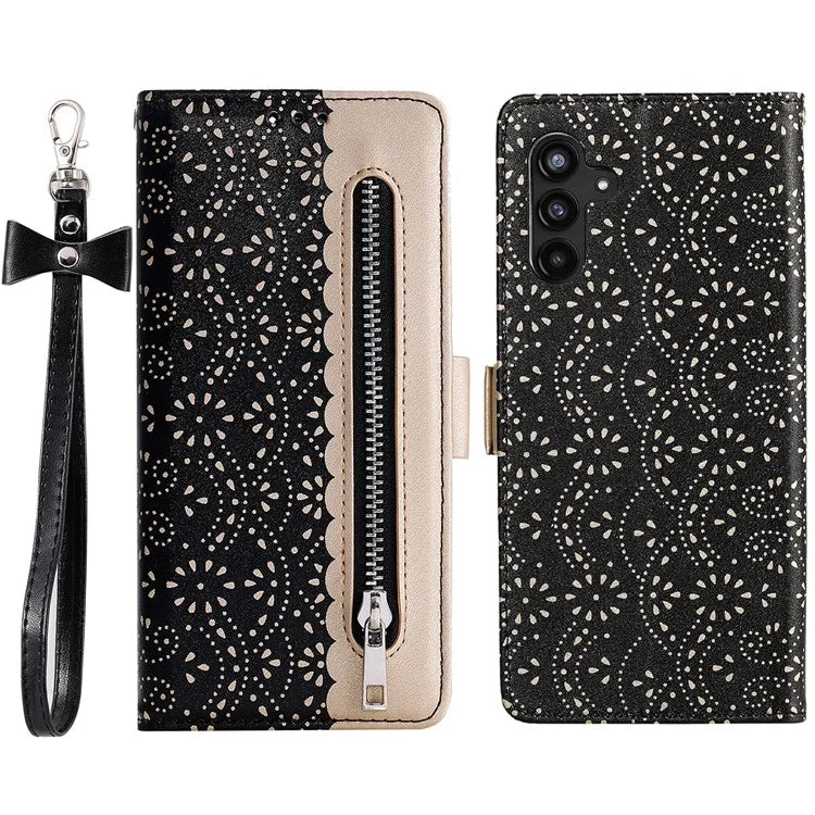 For Samsung Galaxy S24+ Case Lace Flower Pattern Leather Wallet Phone Cover