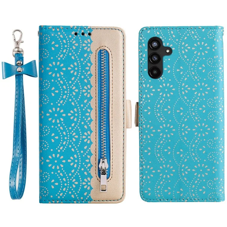 For Samsung Galaxy S24+ Case Lace Flower Pattern Leather Wallet Phone Cover