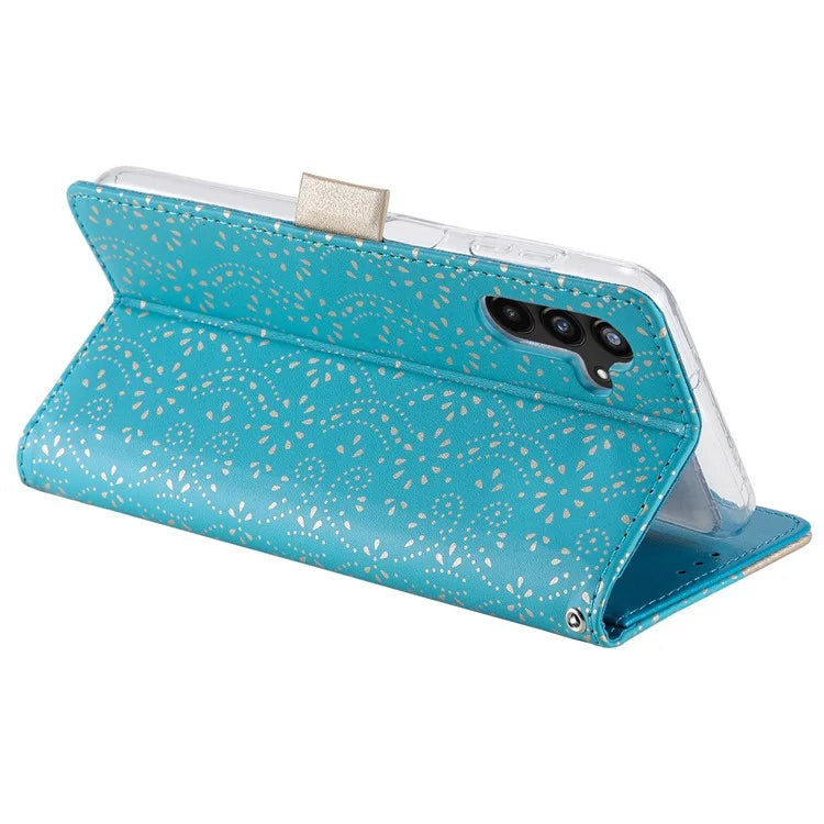 For Samsung Galaxy S24+ Case Lace Flower Pattern Leather Wallet Phone Cover