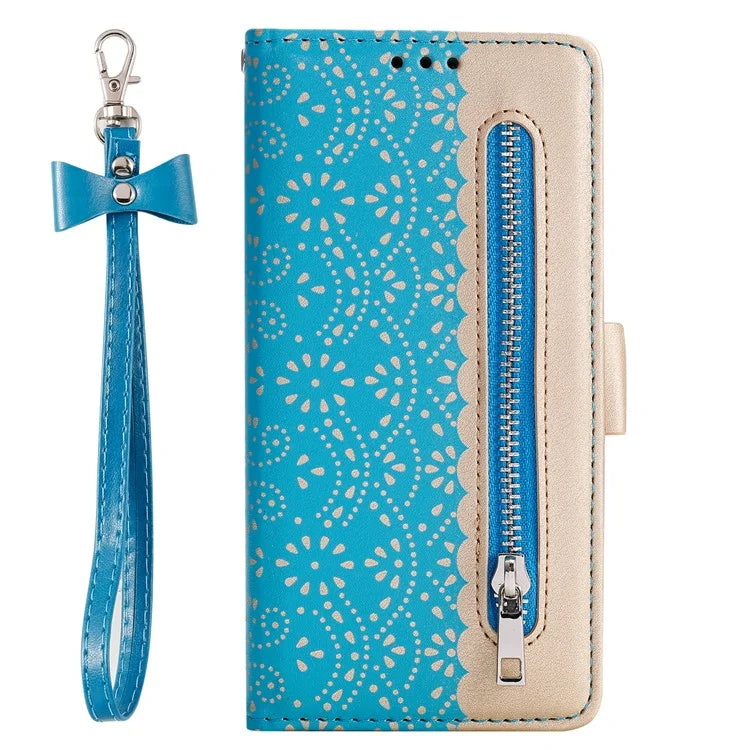 For Samsung Galaxy S24+ Case Lace Flower Pattern Leather Wallet Phone Cover