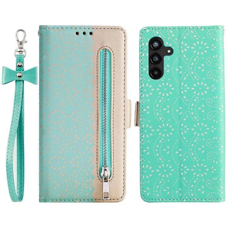 For Samsung Galaxy S24+ Case Lace Flower Pattern Leather Wallet Phone Cover