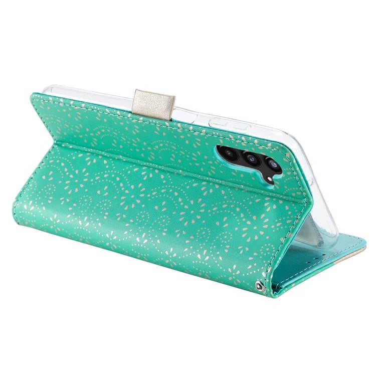 For Samsung Galaxy S24+ Case Lace Flower Pattern Leather Wallet Phone Cover