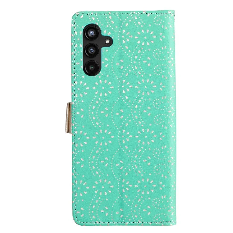 For Samsung Galaxy S24+ Case Lace Flower Pattern Leather Wallet Phone Cover