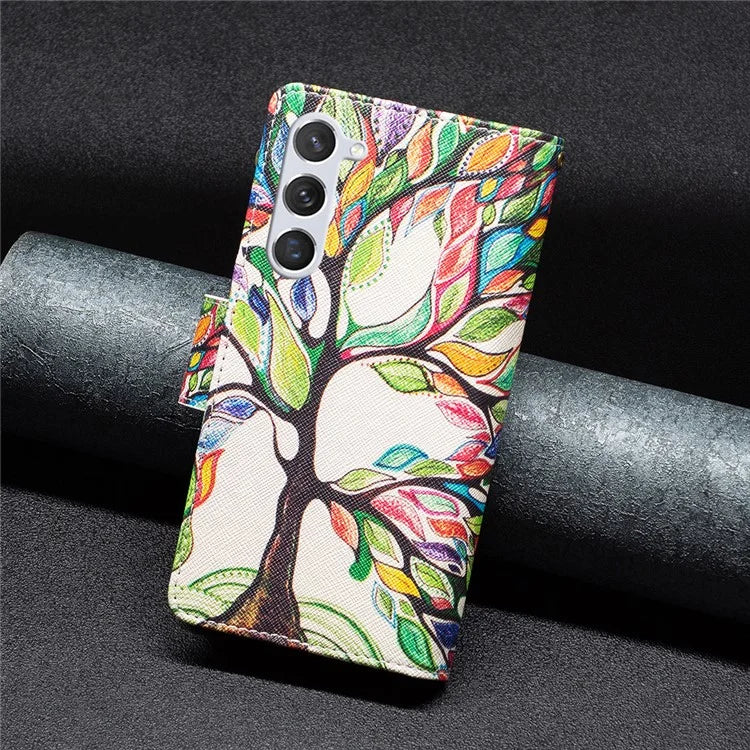 BF03 Leather Cover for Samsung Galaxy S24 Case with Zipper Wallet Stand