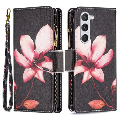 BF03 Leather Cover for Samsung Galaxy S24 Case with Zipper Wallet Stand