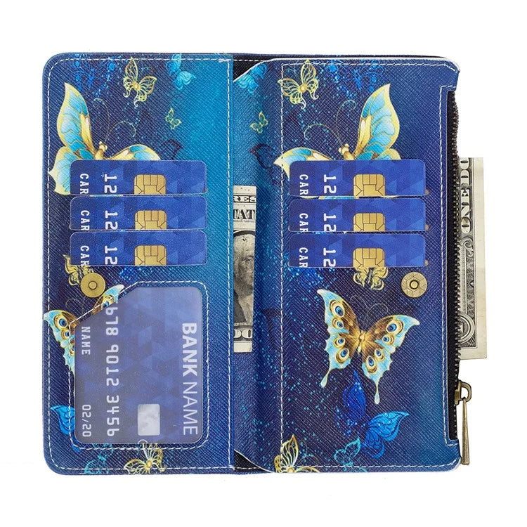 BF03 Leather Cover for Samsung Galaxy S24 Case with Zipper Wallet Stand