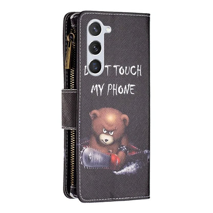 BF03 Leather Cover for Samsung Galaxy S24 Case with Zipper Wallet Stand