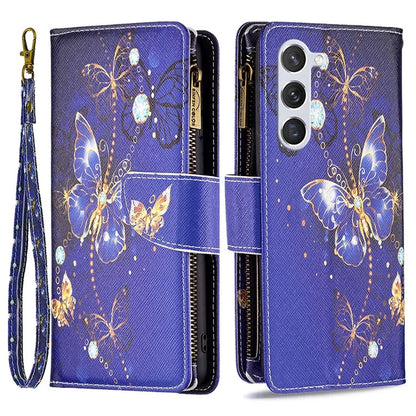 BF03 Leather Cover for Samsung Galaxy S24 Case with Zipper Wallet Stand