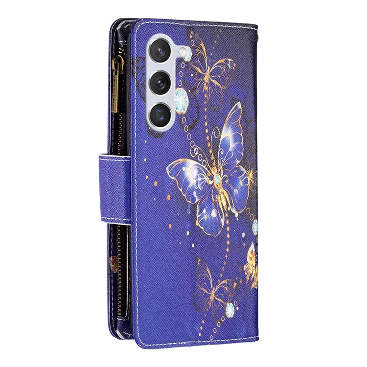 BF03 Leather Cover for Samsung Galaxy S24 Case with Zipper Wallet Stand
