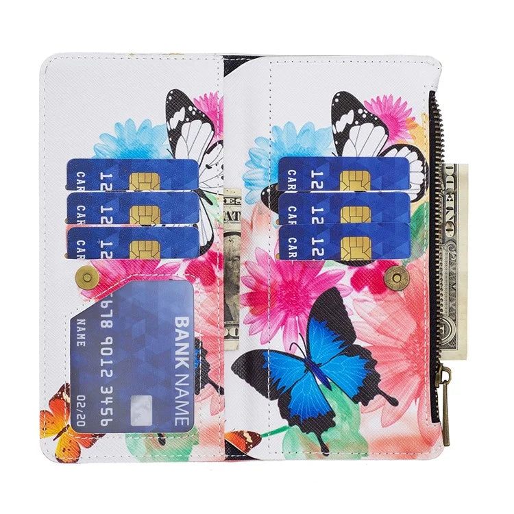 BF03 Leather Cover for Samsung Galaxy S24 Case with Zipper Wallet Stand