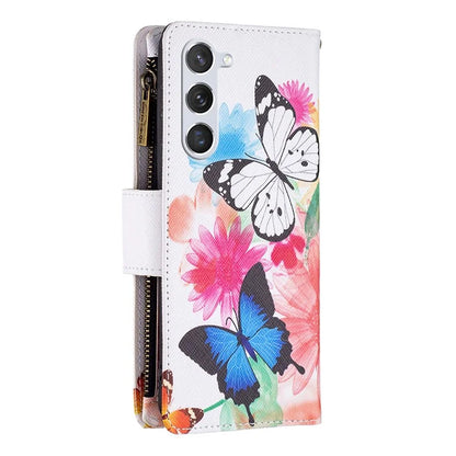 BF03 Leather Cover for Samsung Galaxy S24 Case with Zipper Wallet Stand