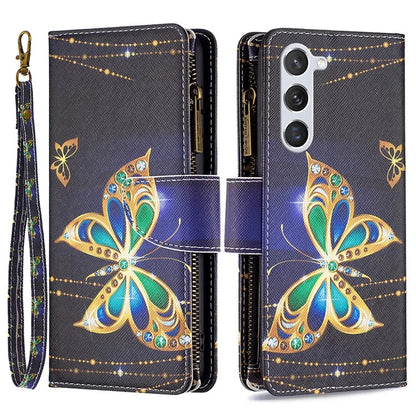 BF03 Leather Cover for Samsung Galaxy S24 Case with Zipper Wallet Stand