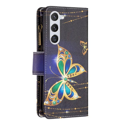 BF03 Leather Cover for Samsung Galaxy S24 Case with Zipper Wallet Stand