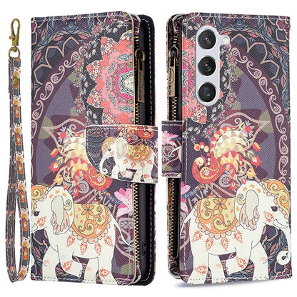 BF03 Leather Cover for Samsung Galaxy S24 Case with Zipper Wallet Stand