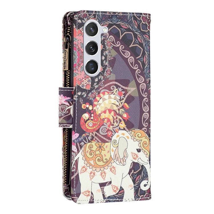 BF03 Leather Cover for Samsung Galaxy S24 Case with Zipper Wallet Stand