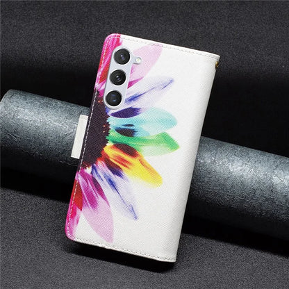 BF03 Leather Cover for Samsung Galaxy S24 Case with Zipper Wallet Stand