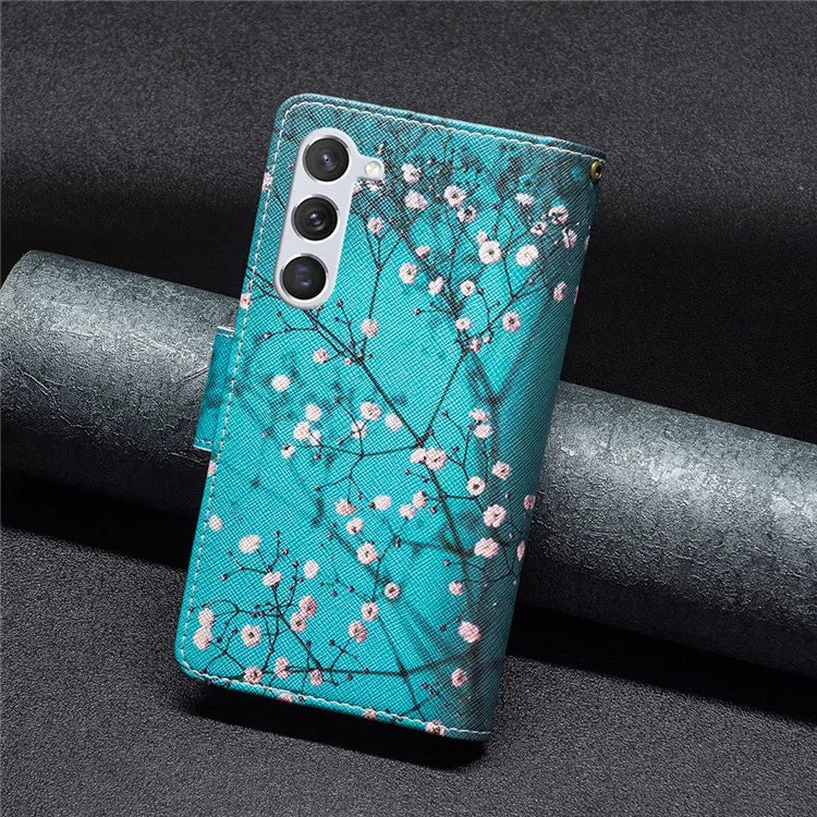 BF03 Leather Cover for Samsung Galaxy S24 Case with Zipper Wallet Stand