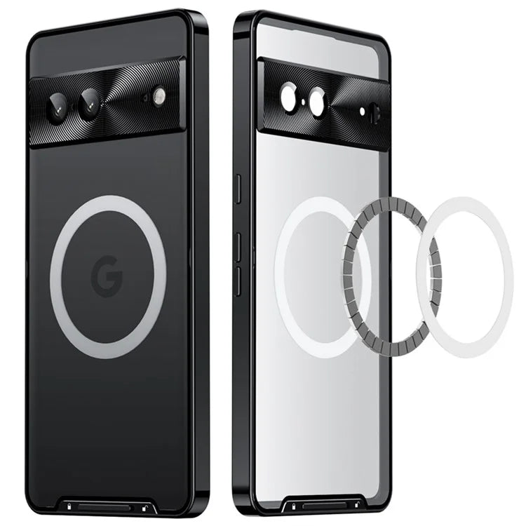For Google Pixel 8 Case Metal Frame Magnetic Cover Compatible with MagSafe