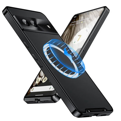 For Google Pixel 8 Case Metal Frame Magnetic Cover Compatible with MagSafe