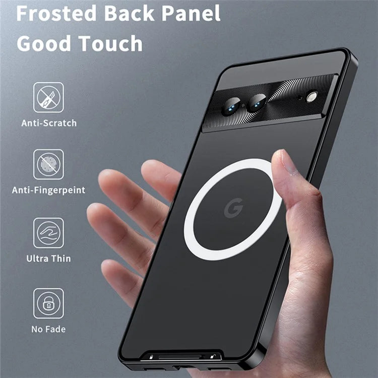 For Google Pixel 8 Case Metal Frame Magnetic Cover Compatible with MagSafe