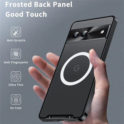 For Google Pixel 8 Case Metal Frame Magnetic Cover Compatible with MagSafe