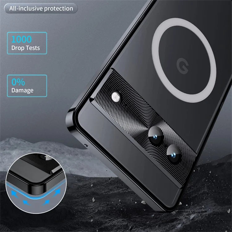 For Google Pixel 8 Case Metal Frame Magnetic Cover Compatible with MagSafe