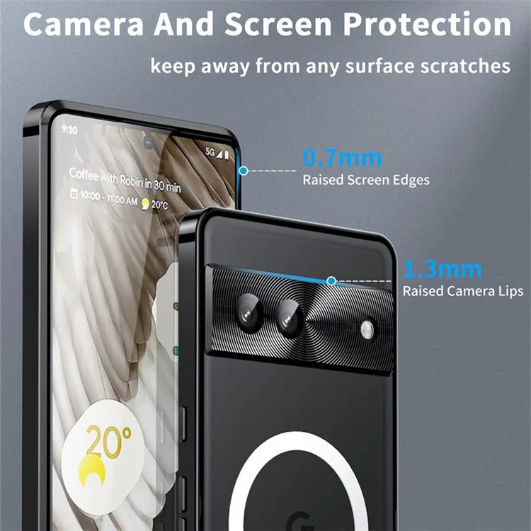 For Google Pixel 8 Case Metal Frame Magnetic Cover Compatible with MagSafe