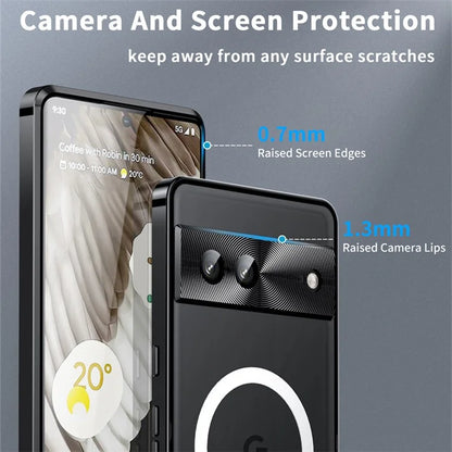 For Google Pixel 8 Case Metal Frame Magnetic Cover Compatible with MagSafe