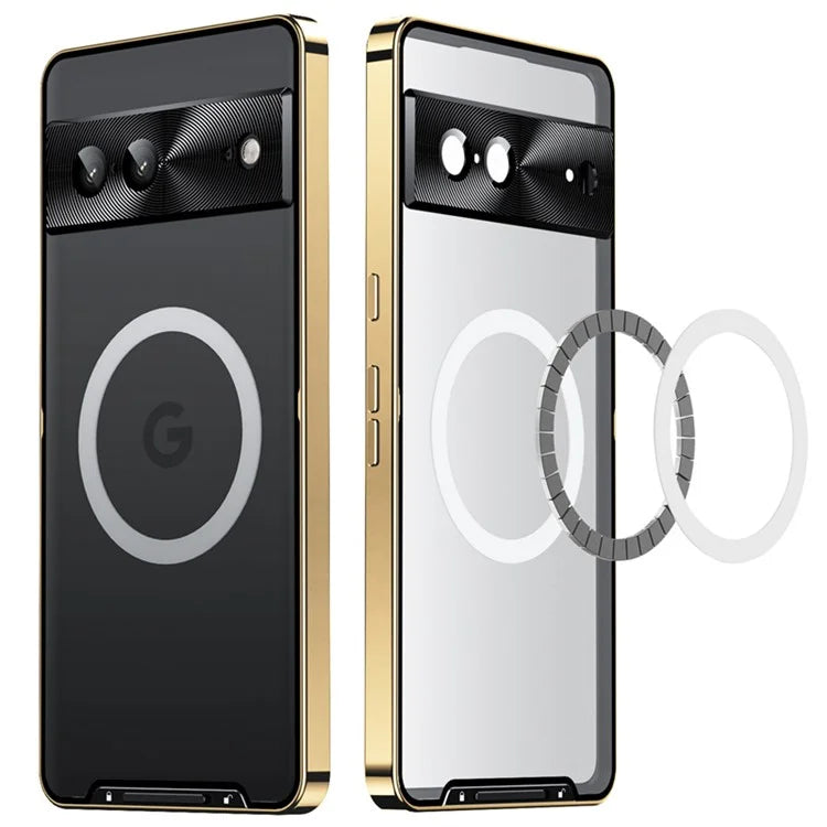 For Google Pixel 8 Case Metal Frame Magnetic Cover Compatible with MagSafe