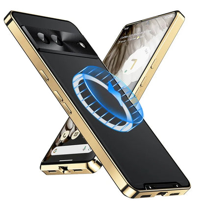 For Google Pixel 8 Case Metal Frame Magnetic Cover Compatible with MagSafe