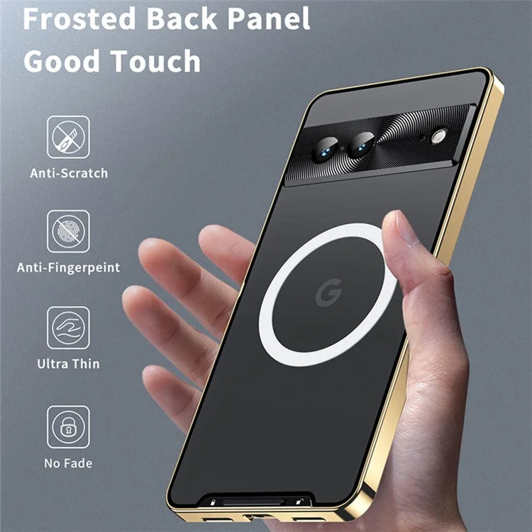 For Google Pixel 8 Case Metal Frame Magnetic Cover Compatible with MagSafe