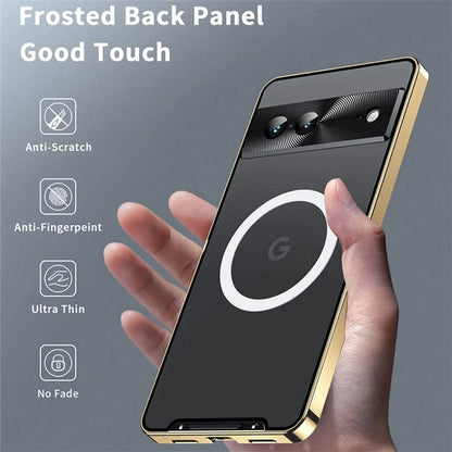 For Google Pixel 8 Case Metal Frame Magnetic Cover Compatible with MagSafe