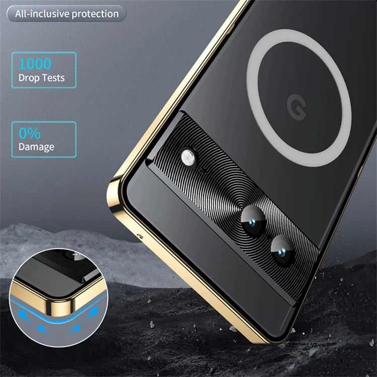 For Google Pixel 8 Case Metal Frame Magnetic Cover Compatible with MagSafe