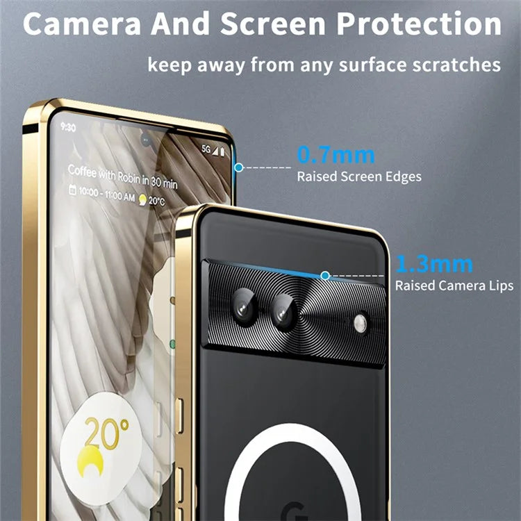 For Google Pixel 8 Case Metal Frame Magnetic Cover Compatible with MagSafe