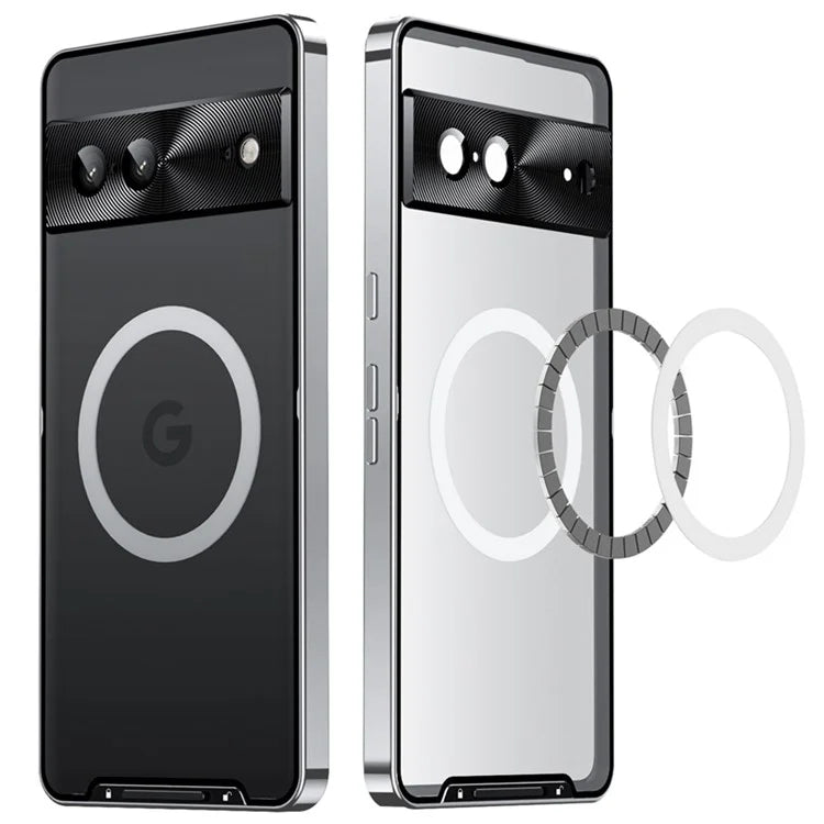 For Google Pixel 8 Case Metal Frame Magnetic Cover Compatible with MagSafe
