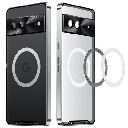 For Google Pixel 8 Case Metal Frame Magnetic Cover Compatible with MagSafe