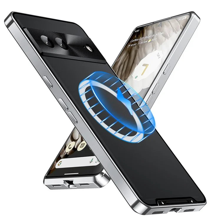 For Google Pixel 8 Case Metal Frame Magnetic Cover Compatible with MagSafe