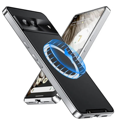 For Google Pixel 8 Case Metal Frame Magnetic Cover Compatible with MagSafe