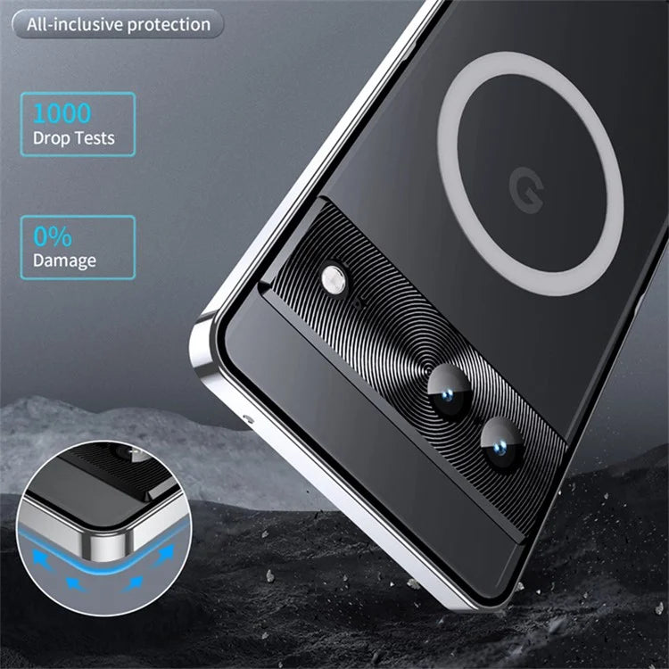 For Google Pixel 8 Case Metal Frame Magnetic Cover Compatible with MagSafe
