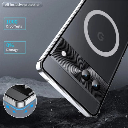 For Google Pixel 8 Case Metal Frame Magnetic Cover Compatible with MagSafe